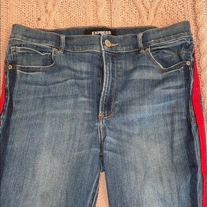 Express Jeans with red stripe on sides